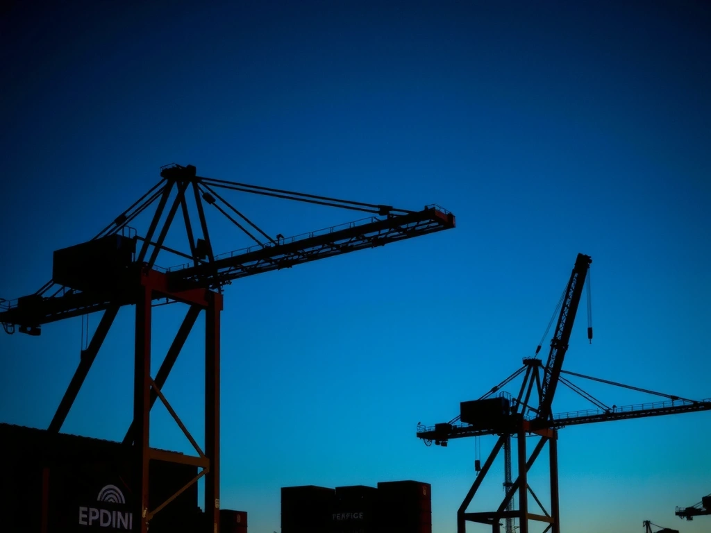 Modern port cranes infrastructure