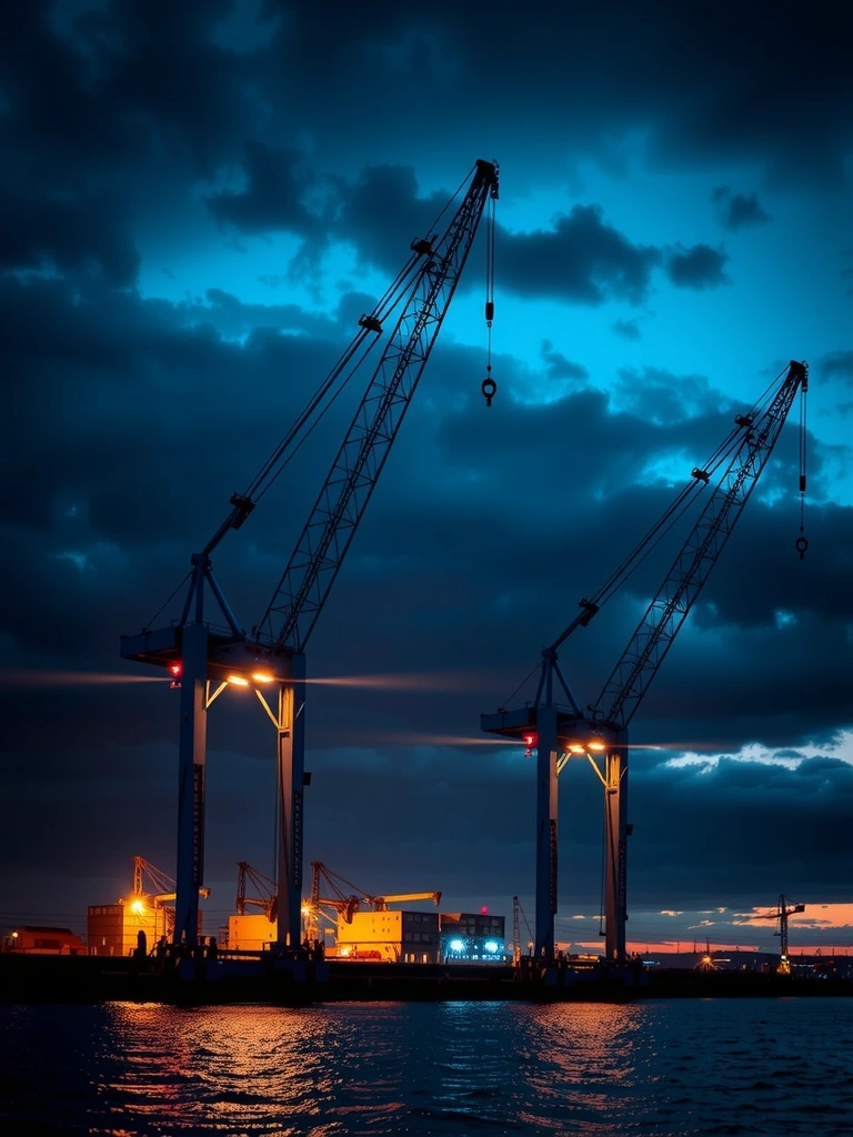 Modern port cranes at Bosphorus
