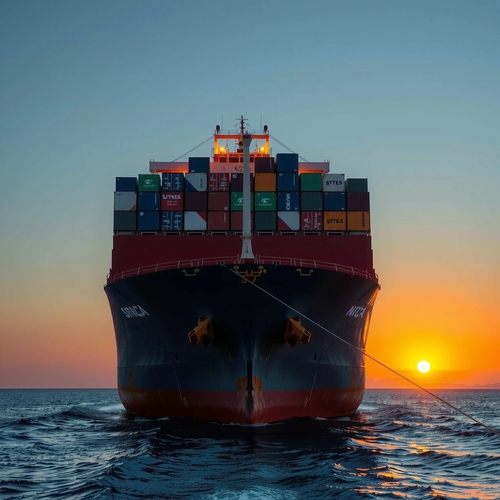 Container vessel at sea